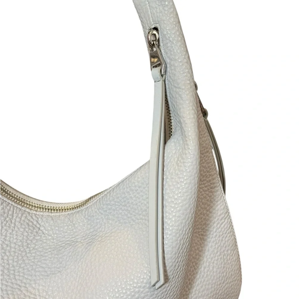 Rebecca Minkoff Pebbled Leather Hobo Shoulder Bag Light Grey